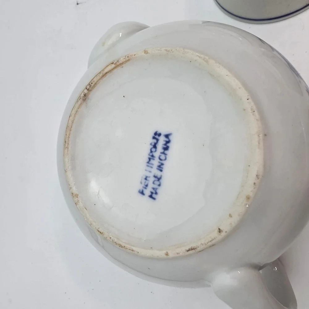 Pier 1 Imports Blue White Dragon Porcelain Tea Set Teapot 4 Cups Made in China